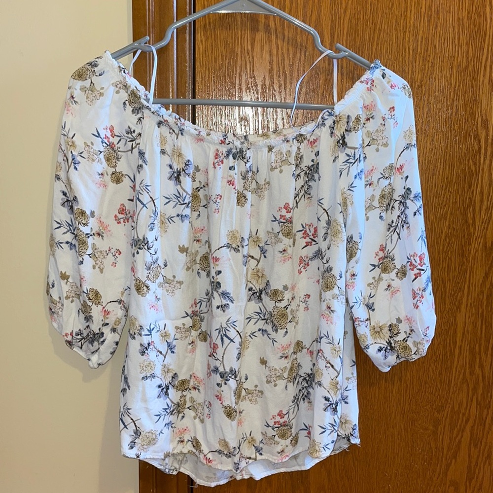 White floral off the shoulder top